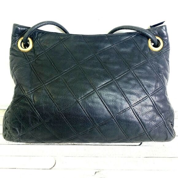 BERNARD NERSON PARIS BLACK STITCH GENUINE LEATHER MEDIUM SHOULDER BAG HANDBAG - Picture 4 of 11